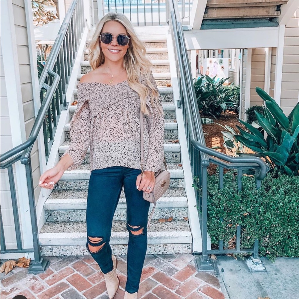 Off the shoulder sheer top